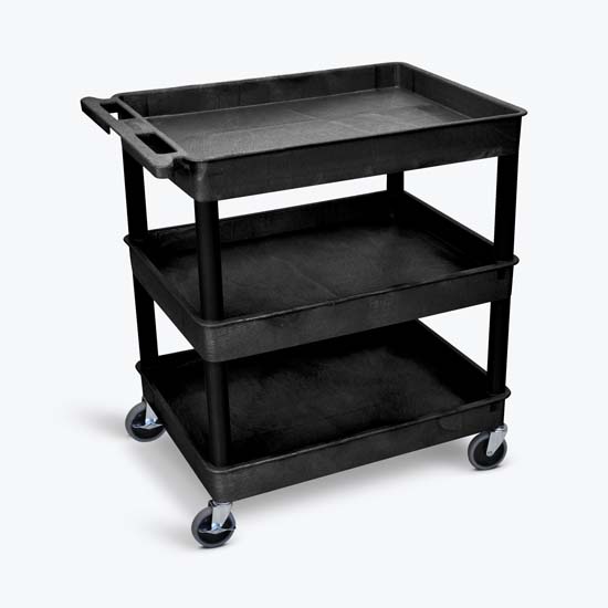 Luxor TC111-B 3 Shelf Large Black Tub Cart Luxor TC111-B 3 Shelf Large Black Tub Cart