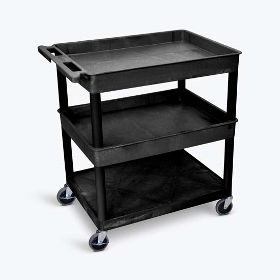 Luxor TC112-B 3 Shelf Large Black Tub Cart Luxor TC112-B 3 Shelf Large Black Tub Cart