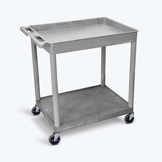 Luxor TC12-G 2 Shelf Large Gray Tub Cart Luxor TC12-G 2 Shelf Large Gray Tub Cart