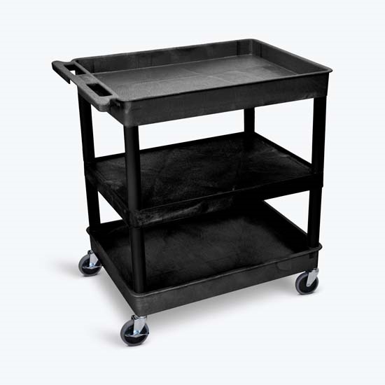 Luxor TC121-B 3 Shelf Large Black Tub Cart Luxor TC121-B 3 Shelf Large Black Tub Cart