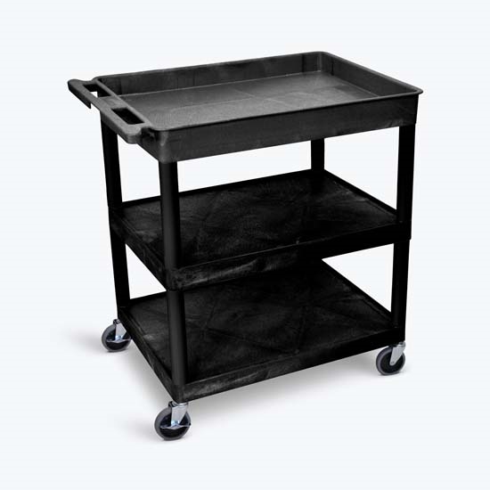 Luxor TC122-B 3 Shelf Large Black Tub Cart Luxor TC122-B 3 Shelf Large Black Tub Cart