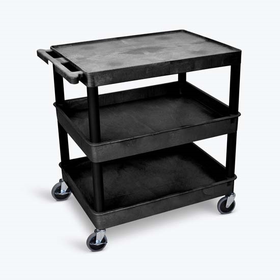 Luxor TC211-B 3 Shelf Large Black Tub Cart Luxor TC211-B 3 Shelf Large Black Tub Cart