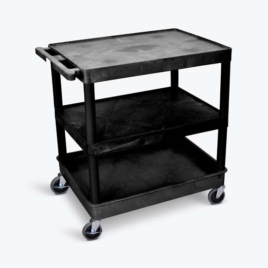 Luxor TC221-B 3 Shelf Large Black Tub Cart Luxor TC221-B 3 Shelf Large Black Tub Cart