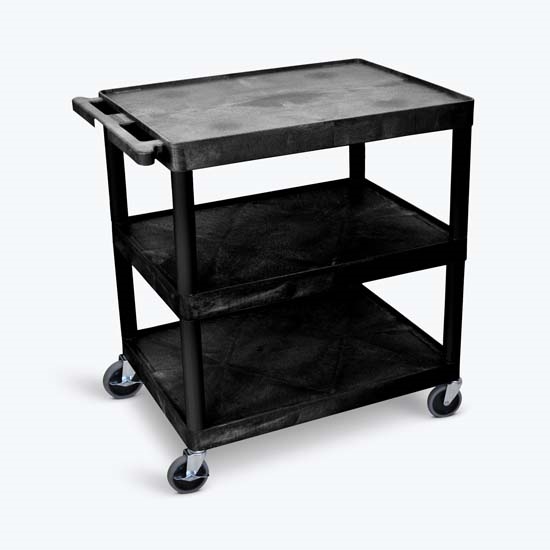 Luxor TC222-B Large Flat Shelf Cart - Three Shelves Luxor TC222-B Large Flat Shelf Cart - Three Shelves