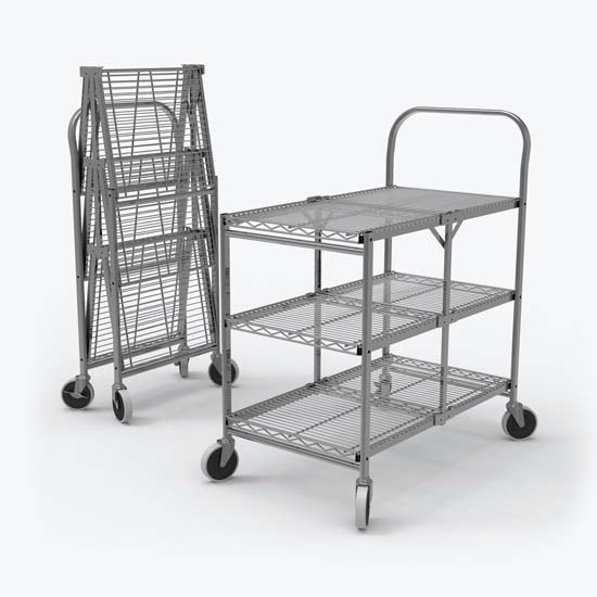 Luxor WSCC-3 Three-Shelf Collapsible Wire Utility Cart Luxor WSCC-3 Three-Shelf Collapsible Wire Utility Cart