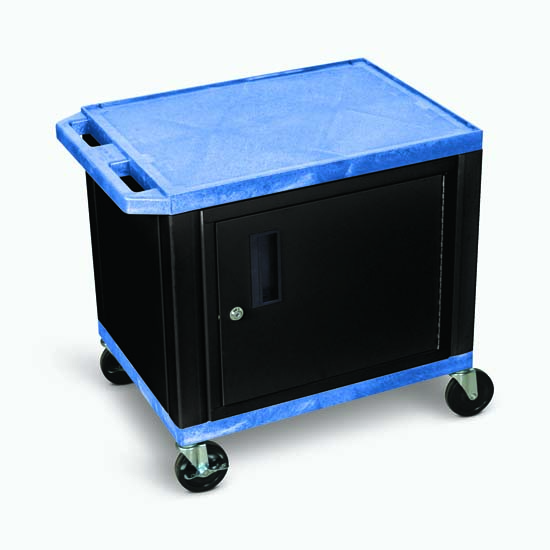 Luxor WT26BUC2E-B Tuffy Blue 2 Shelf AV Cart W/ Cabinet & Electric Luxor WT26BUC2E-B Tuffy Blue 2 Shelf AV Cart W/ Cabinet & Electric