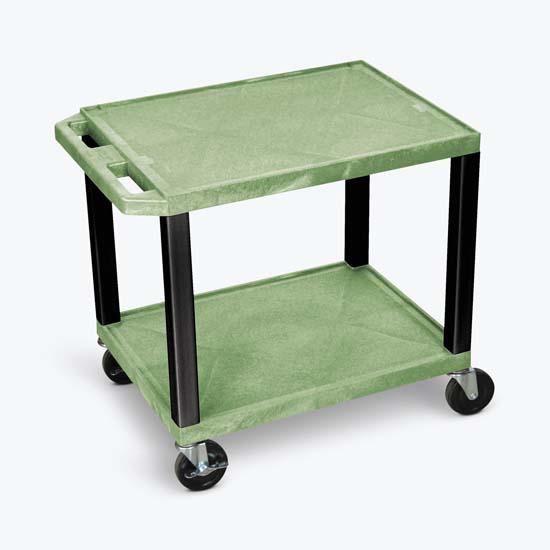 Luxor WT26GE-B Tuffy Green 2 Shelf AV Cart w/ Black Legs & Electric Luxor WT26GE-B Tuffy Green 2 Shelf AV Cart w/ Black Legs & Electric