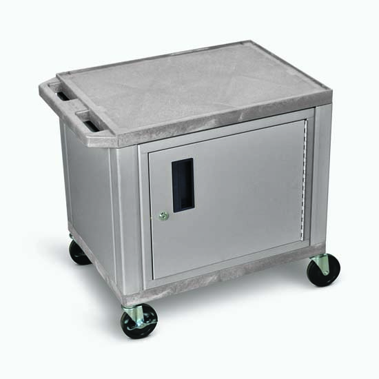 Luxor WT26GYC4E-N Tuffy Gray 2 Shelf AV Cart W/ Nickel Legs , Cabinet & Electric Luxor WT26GYC4E-N Tuffy Gray 2 Shelf AV Cart W/ Nickel Legs , Cabinet & Electric