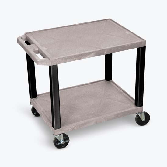 Luxor WT26GYE-B Tuffy Gray 2 Shelf AV Cart w/ Black Legs & Electric Luxor WT26GYE-B Tuffy Gray 2 Shelf AV Cart w/ Black Legs & Electric