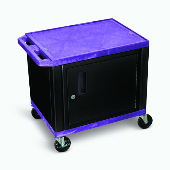 Luxor WT26PC2E-B Tuffy Purple 2 Shelf AV Cart W/ Black Cabinet & Electric Luxor WT26PC2E-B Tuffy Purple 2 Shelf AV Cart W/ Black Cabinet & Electric
