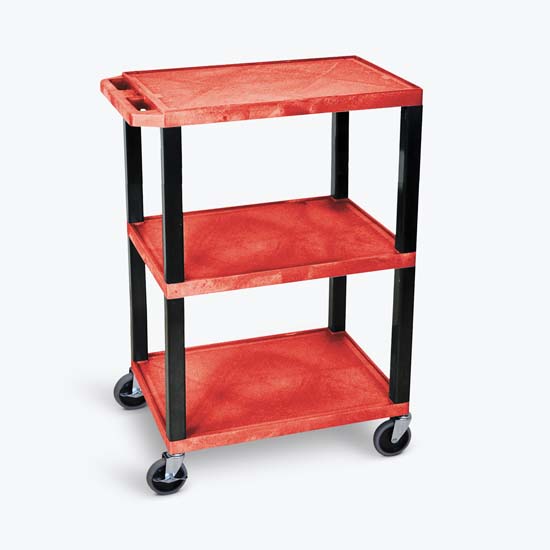 Luxor WT34RS Red 3 Shelf Specialty Utility Cart Luxor WT34RS Red 3 Shelf Specialty Utility Cart