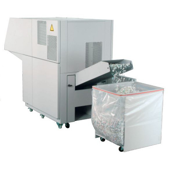 With the modular conveyor belt system, the capacity of the 5009 is limited only by the size of the external shred container